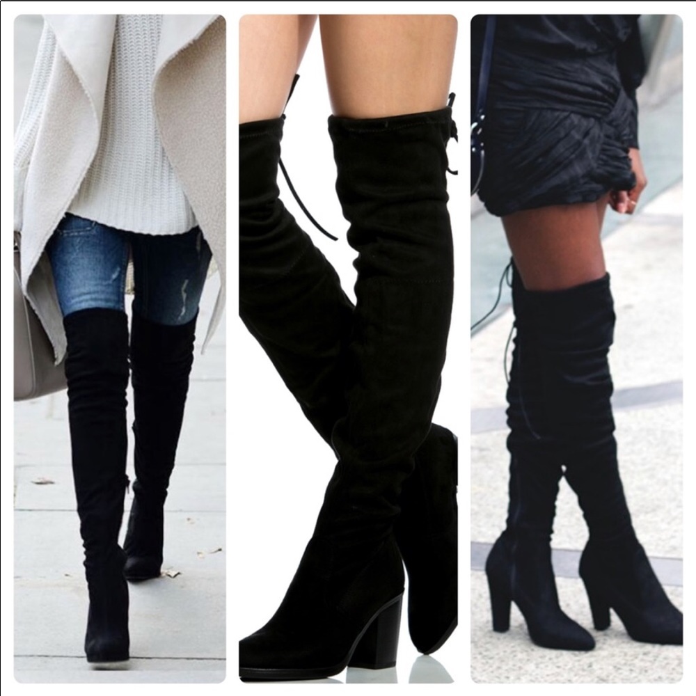 ❗️LAST ONE❗️8.5 Black Over the Knee Vegan Boots - Picture 2 of 4